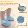 image:imageScurtain Toddler Slippers Winter Boots Kids Slippers Girls Boys Toddler Snow Boots Baby Warm Socks Lightweight House Shoes NonSlip Ankle Booties Walking ShoesBlue