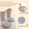 image:imageScurtain Toddler Slippers Winter Boots Kids Slippers Girls Boys Toddler Snow Boots Baby Warm Socks Lightweight House Shoes NonSlip Ankle Booties Walking ShoesGrey