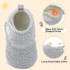image:imageScurtain Toddler Slippers Winter Boots Kids Slippers Girls Boys Toddler Snow Boots Baby Warm Socks Lightweight House Shoes NonSlip Ankle Booties Walking ShoesGrey